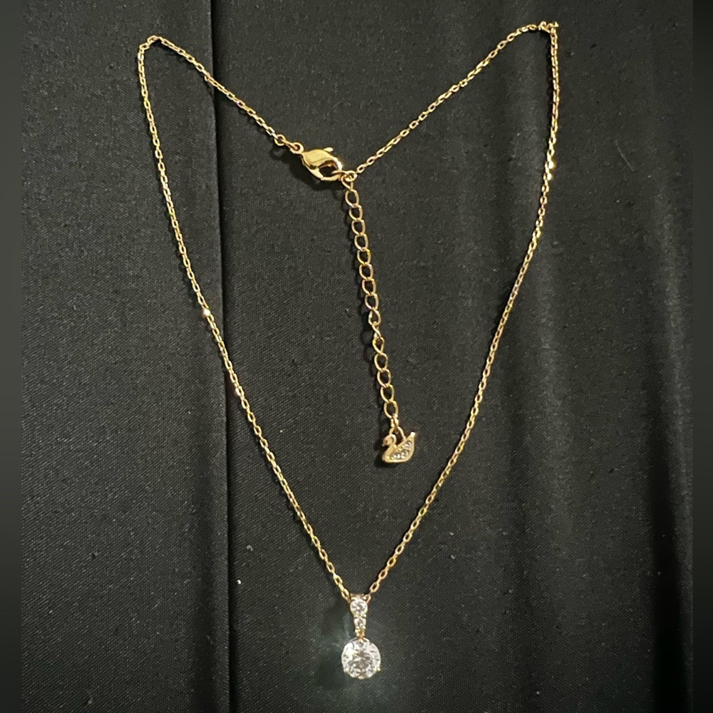 Solitaire Swarovski Crystal Rhodium-Plated Pendant Necklace